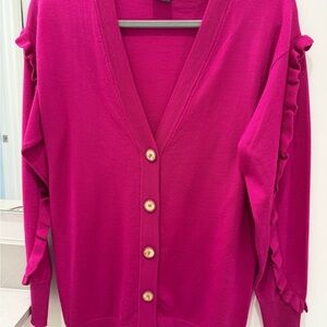Pinko Fuchsia Ruffle Cardigan Sweater